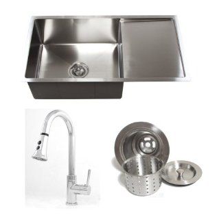 36 Inch Stainless Steel 15 mm Radius Design Undermount Single Bowl Kitchen Sink with 13 Inch Drain Board Builders Combo 5    