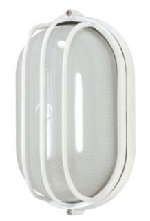 Nuvo Lighting 60/524 Bulkhead 1 Light Oval Cage 60W A19, Semi Gloss White   Wall Sconces  