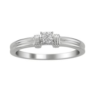 14k White Gold 1/10ct TDW Princess Diamond Ring (G H, I1) Diamond Rings