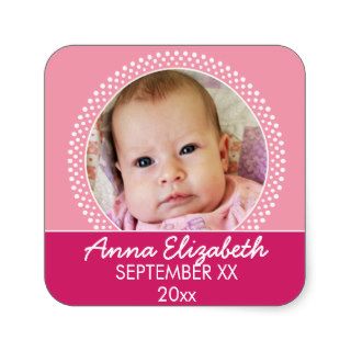 Pink Polka Dot Photo Frame Baby Girl Stickers