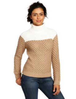 525 America Women's Two Tone Mock Neck Sweater, Creme Brulee Combo, Medium