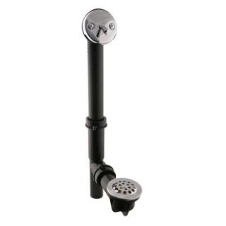 Westbrass Trip Lever Tubular Bath Waste & Overflow Assembly in Black with Polished Chrome Trim Y592144CP