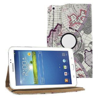 KIQ (TM) Purple Map Design 360 Degree Rotating Leather Case Skin Cover Swivel Stand for Samsung Galaxy Tab 3 8" P8200 Computers & Accessories