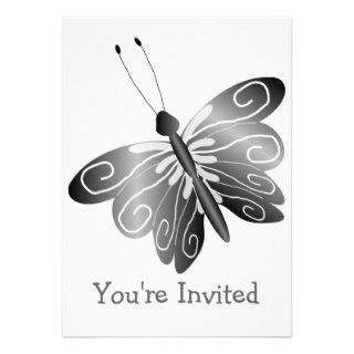 Black And White Butterfly Any Occasion Personalized Announcement