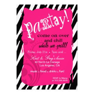 Crazy Zebra pick your own background color Party Personalized Announcements