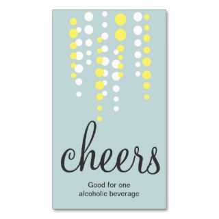 Drink bubbles cheers cocktail beverage ticket teal business card template