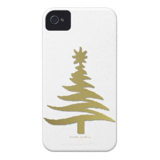 Modern Christmas Tree Stencil Print Gold iPhone 4 Covers