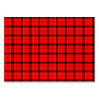 Red Plaid Tartan Fabric Background Business Card Template