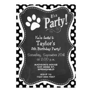 Black and White Polka Dots; Paw Print Announcement