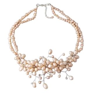 Sterling Silver Freshwater Pearl 'Sakura' Necklace (Thailand) Necklaces