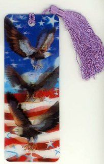 3D Bookmark AMERICAN EAGLE with FLAG   With Tassel   Stocking Stuffer  Outdoor Flags  Patio, Lawn & Garden