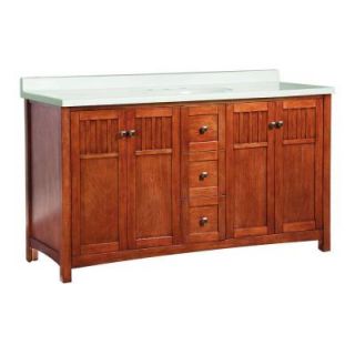 Foremost Knoxville 61 in. Vanity in Nutmeg with Cast Polymers Vanity Top in White KNCAW6122D