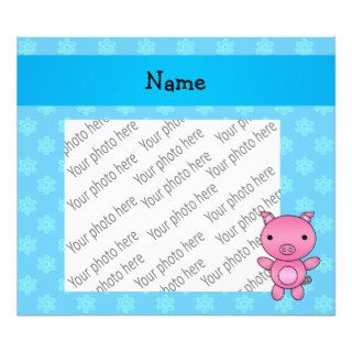 Custom name pig light blue snowflakes photo print