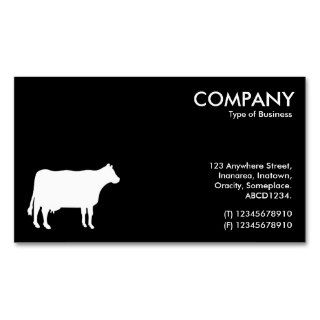 White Cow Symbol   Black Business Cards