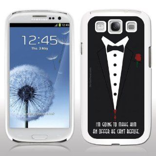 Samsung Galaxy S3 Case   Movie Quote   The Godfather   "I'm going to make him an offer he can't refuse."   White Protective Hard Case Cell Phones & Accessories