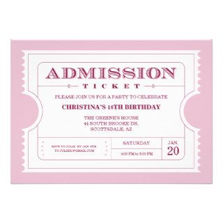 Pink Ticket Party Invitation