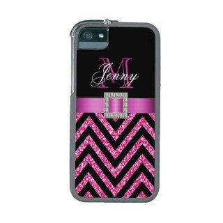 HOT PINK BLACK CHEVRON GLITTER GIRLY COVER FOR iPhone 5