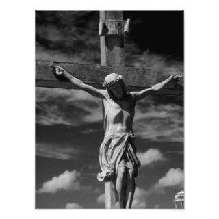 Black and white Jesus on a cross Photo