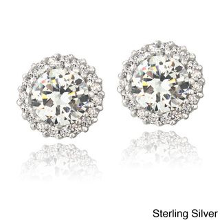 Icz Stonez Silver Or Gold Over Silver Cubic Zirconia Halo Stud Earrings ICZ Stonez Cubic Zirconia Earrings