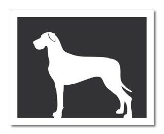 Great Dane (Natural Ears) Silhouette Print, 8 x 10 Inches in Charcoal  