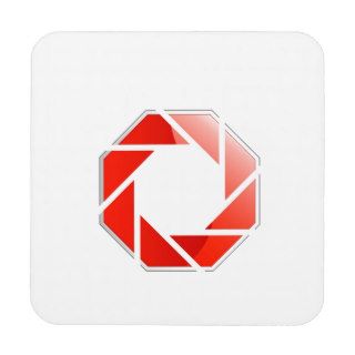 Photography aperture on a hexagonal stop sign drink coasters