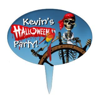 Pirate Skeleton Sailor with Macaw Halloween Party Cake Pick