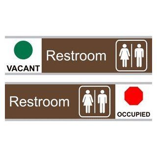 Restroom With Symbol Engraved Sign EGRE 545 SYM SLIDE WHTonBrown  Business And Store Signs 
