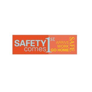 NMC BT545 Motivational and Safety Banner, Legend "SAFETY Comes 1st ARRIVE WORK GO HOME SAFE", 60" Length x 36" Height, Vinyl, Blue/Yellow on Red