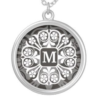 Initial Monogram M Letter Pendant Necklace