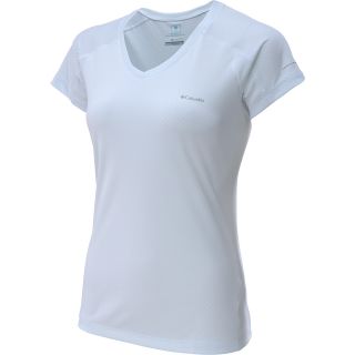 COLUMBIA Womens Zero Rules Short Sleeve V Neck T Shirt   Size Medium, White