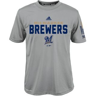 adidas Youth Milwaukee Brewers ClimaLite Batter Short Sleeve T Shirt   Size