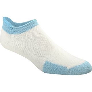 THORLO Mens T Thick Cushion Tennis Lo Cut Socks   Size Medium, White/turquoise