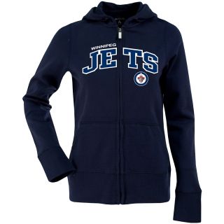 Antigua Womens Winnipeg Jets Signature Hood Applique Full Zip Sweatshirt  