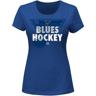 MAJESTIC ATHLETIC Womens St. Louis Blues 2 On 1 Logo Short Sleeve T Shirt  