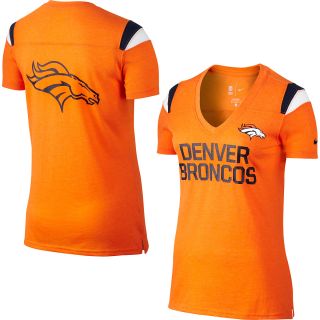 NIKE Womens Denver Broncos Fan Top V Neck Short Sleeve T Shirt   Size Large,