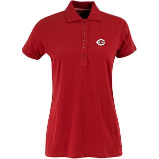 Antigua Womens Cincinnati Reds Spark 100% Cotton Washed Jersey 6 Button Polo  
