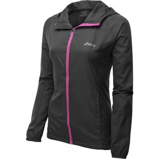 ASICS Womens Packable Jacket   Size Medium, Black/pink