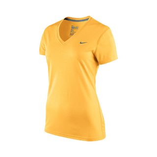 NIKE Womens Legend V Neck T Shirt   Size Medium, Atomic Mango/grey