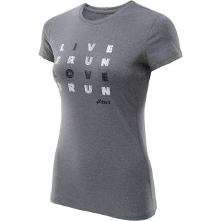 ASICS Womens Love2Run Short Sleeve T Shirt   Size Small, Heather Grey