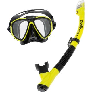 TUSA Adult Pro Series Powerview Dry Snorkel And Mask Set   Size Adult, Yellow