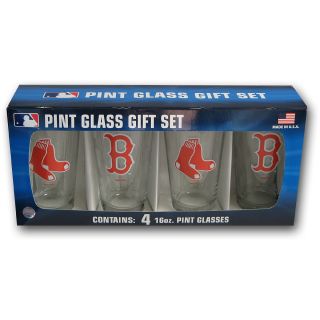 Boelter Brands Boston Red Sox 4 Pack Pint Glasses, Boston Red Sox (BOBBBOSPI4)