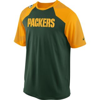 NIKE Mens Green Bay Packers Dri FIT Fly Slant Top   Size Large, Fir/gold