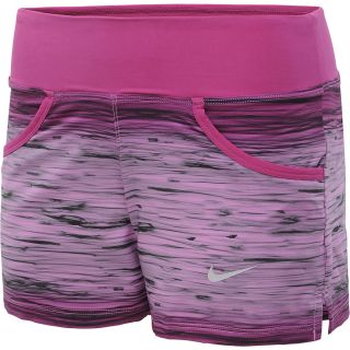 NIKE Womens Victory Printed Tennis Shorts   Size Large, Magenta/silver