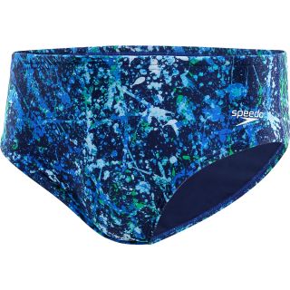 SPEEDO Mens Splatter Splash PowerFLEX Briefs   Size 36, Blue/green