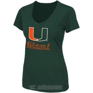 COLOSSEUM Womens Miami Hurricanes Vegas V Neck T Shirt   Size Large, Green