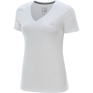 adidas Womens Ultimate V Neck Short Sleeve T Shirt   Size Large, White/silver