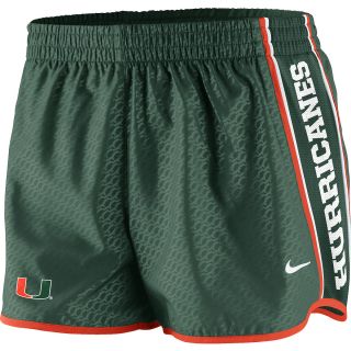 NIKE Womens Miami Hurricanes Dri FIT Chainmaille Pacer Shorts   Size Large,