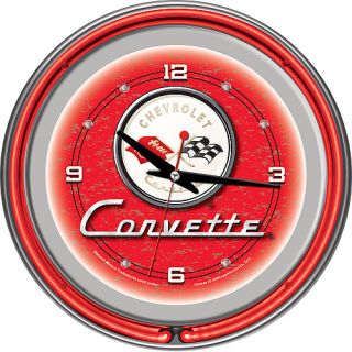 Trademark Global Corvette C1 Neon Clock   14 inch Diameter   Red (GM1400R C1 