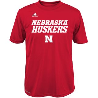 adidas Youth Nebraska Cornhuskers Sideline Game ClimaLite Short Sleeve T Shirt  