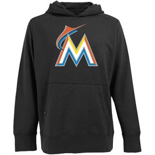 Antigua Mens Miami Marlins Signature Hood Applique Pullover Sweatshirt   Size